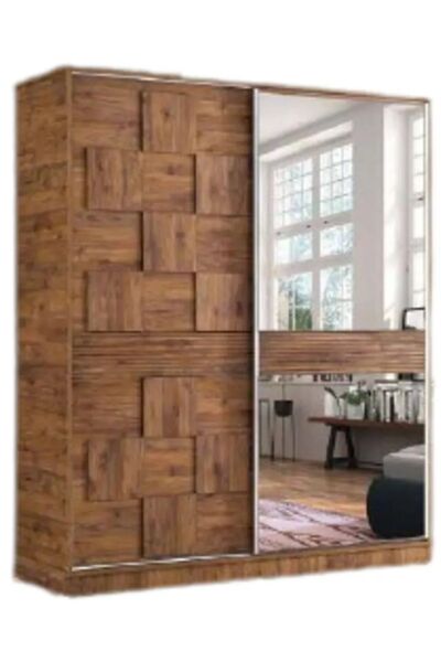 Avm 24 Pamukkale 140 X 59 X 212 Sürgülü Dolap-ceviz-aynalı-ücretsiz Nakliye Montaj