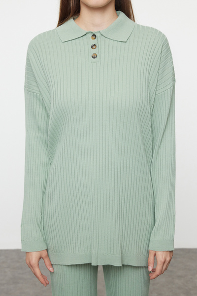 Trendyol Modest Σετ Πλεκτά Μέντα με κορδόνι - Κάτω & Άνω Tctaw25us00073