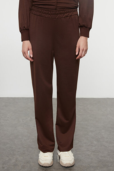 Trendyol Modest Ribbed Brown Oversize Knitted Set - Tctaw25us00113