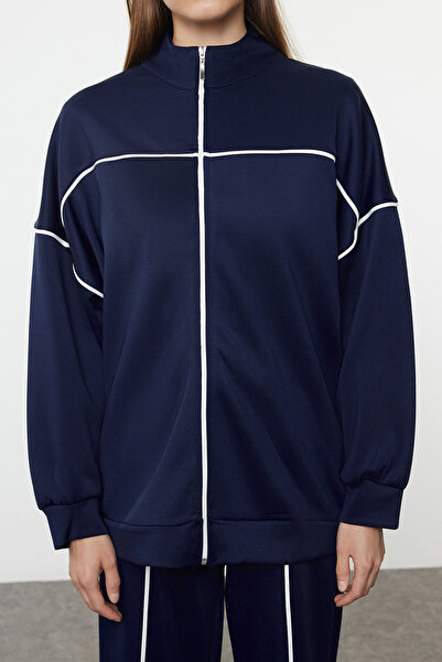 Trendyol Modest Σετ μπλέ πλεκτή κορυφή και κάτω - TCTAW25US00101 με λεπτομέρεια σωληνώσεων