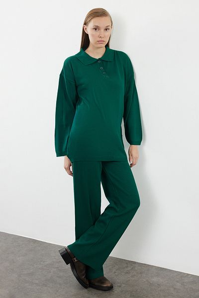 Trendyol Modest Polo Collar Emerald Green Knitwear Suit - TCTAW25US00039