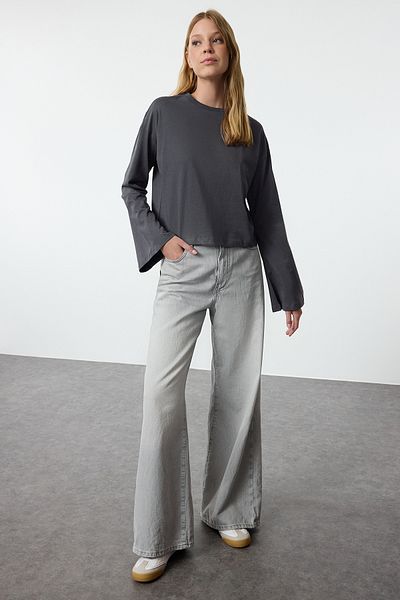 Trendyol Collection Knitted Anthracite T-Shirt - Twoaw24Ts00008