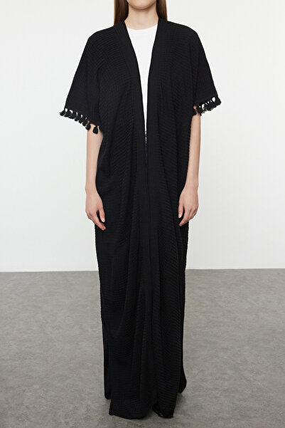 Trendyol Modest Černá pletená čepice - Ferace/kardigan Tctaw25kf00004