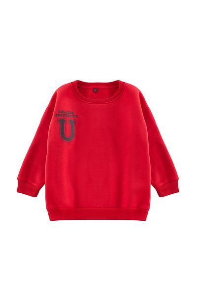 TRENDYOLKIDS Fiú piros pamut alap pulóver - nyakú TKDAW25SW00015