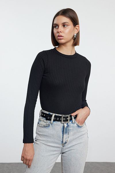Trendyol Collection Crew Neck Black and Ecru Knitted Blouse - Pack of 2, Regular Fit TWOAW25BZ00066