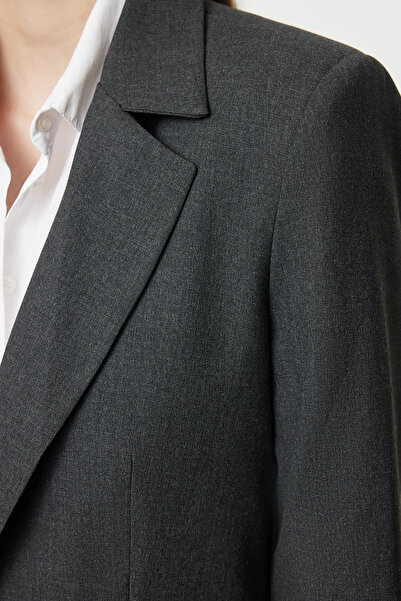 Trendyol Collection Anthracite Cuff Detailed Woven Blazer Jacket Twoaw25Bc00000