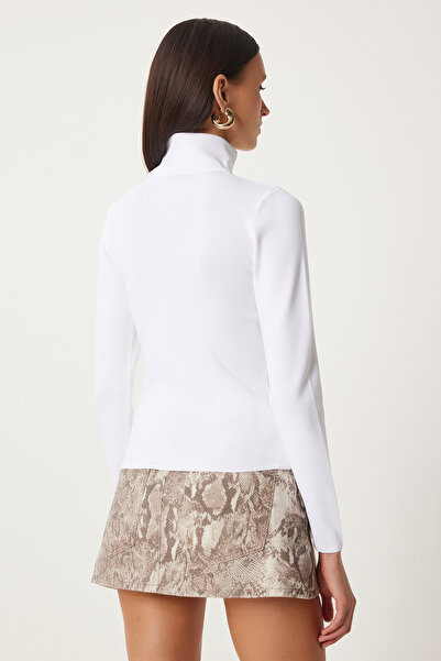 Happiness İstanbul Πουλόβερ εκρού Turtleneck Lycra - Γυναικείο Fn03344