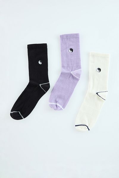 Trendyol Collection Унисекс Люляков комплект от 3 части с бродирани памучни ивици за колеж-тенис-среден размер Tmnaw25Co00021