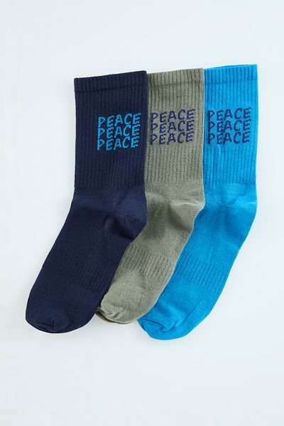 Trendyol Collection Multicolored Unisex 3-Piece Cotton College-Tennis-Medium Size Socks Tmnaw25Co00002