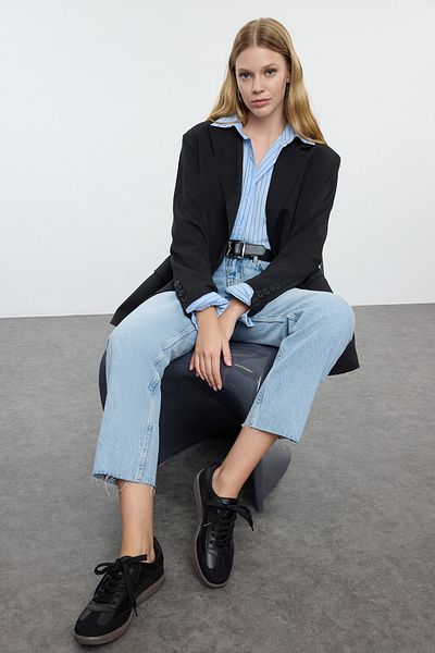 TRENDYOL SHOES Retro Schwarze Damen Sneakers - zum Schnüren