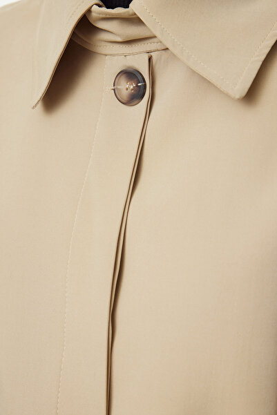 Trendyol Collection Oversize Beige Long Trench Coat - Collar Detailed, Twoaw25Tr00021