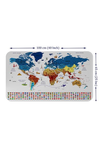 Dropcek eticaret World and Turkey Map - Children's Room Wall Sticker 60x105-3891