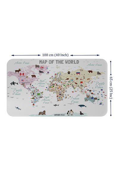 Dropcek eticaret Educational and Flaged World Map World Atlas Kids and Baby Room Wall Sticker -60x105-3813