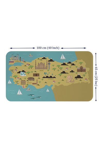 Dropcek eticaret Educational and Instructional Children's Room Turkey Map Wall Sticker - 60x105-3877