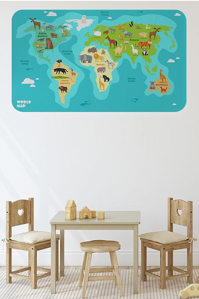 Dropcek eticaret Educational World Map World Atlas Children's and Baby's Room Wall Sticker-85x130-3784