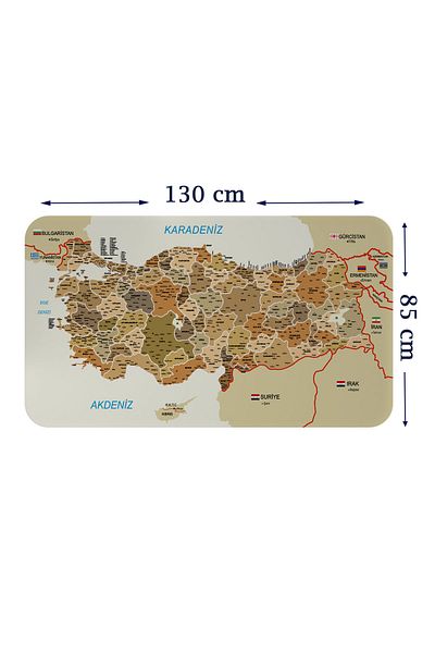Dropcek eticaret Educational and Educational Detailed Neighbor Turkey Map Wall Sticker-85x130-3847