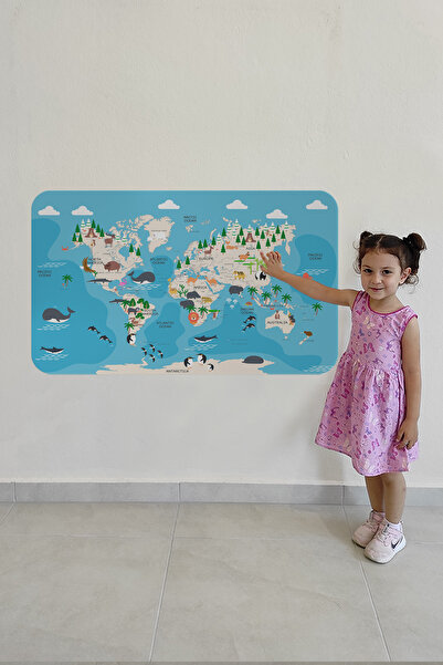 Dropcek eticaret Educational World Map World Atlas Children's and Baby's Room Wall Sticker-85x130-3802