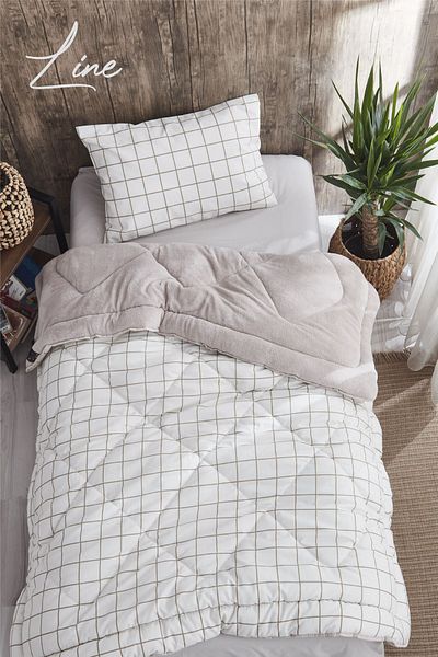 MARLA HOME Welsoft Line Patterned Fluffy Single Double Sided Quilt Set