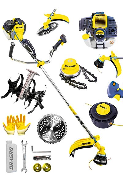 Dragro 4x4 2 Zamanlı Yan Tipi Benzinli Motorlu Ot Çalı Tırpanı Çim Biçme Maki...