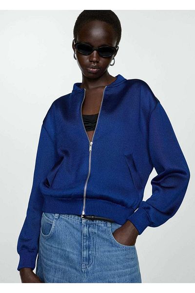 MANGO Woman Jachetă Bomber Knitwear