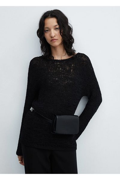 MANGO Woman Pulover din tricot cu gât barca