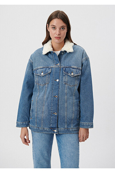 Mavi Sandy Suni Kürk Detaylı Jean Ceket 110908-80666