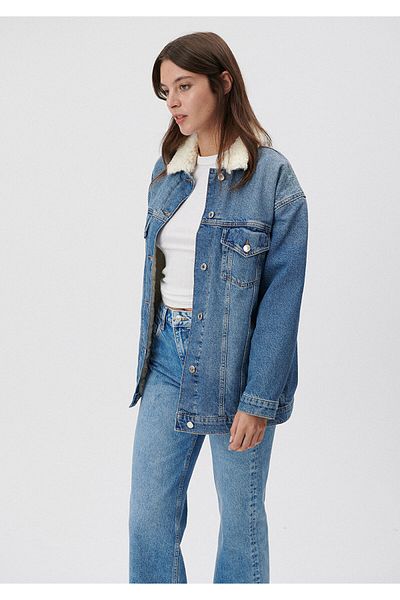 Mavi Jachetă de jeans Sandy cu blană artificială 110908-80666