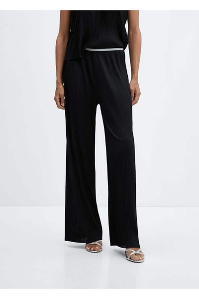 MANGO Woman Wide Leg Pleated Trousers