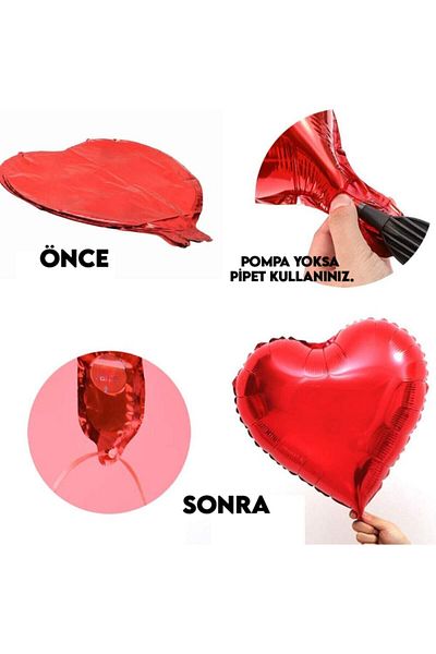 Zanzibar Flying Heart Balloon with Foil Heart 5 Pieces 45 Cm Red Romantic Wedding Proposal