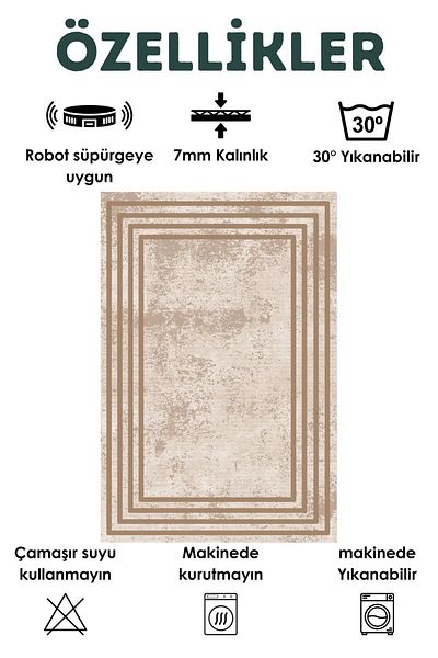 Faiend Digital Printed Non-Slip Based Decorative Living Room and Kitchen Rug - Washable (8)