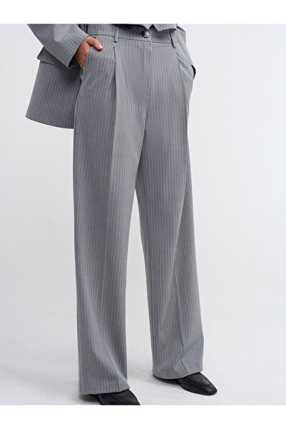 Dilvin 71190 Yüksek Bel Uzun Pantolon-gri