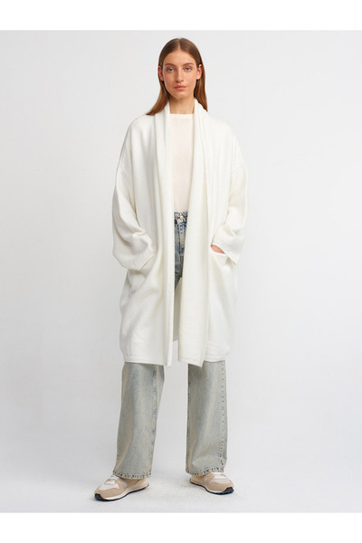 Dilvin 60197 Ζακέτα με γιακά σάλι εκρού