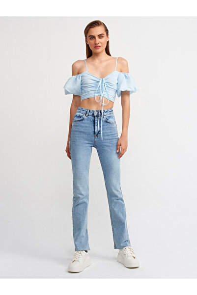 Dilvin Γυναικείο μπαλόνι μανίκι Crop Top 50154