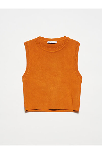 Dilvin 10172 Αμάνικο πουλόβερ με λαιμόκοψη-Πορτοκαλί