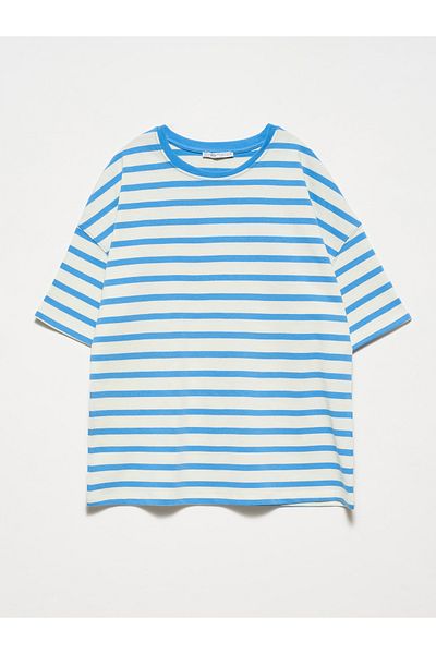 Dilvin 30176 Tricou de bază-Albastru