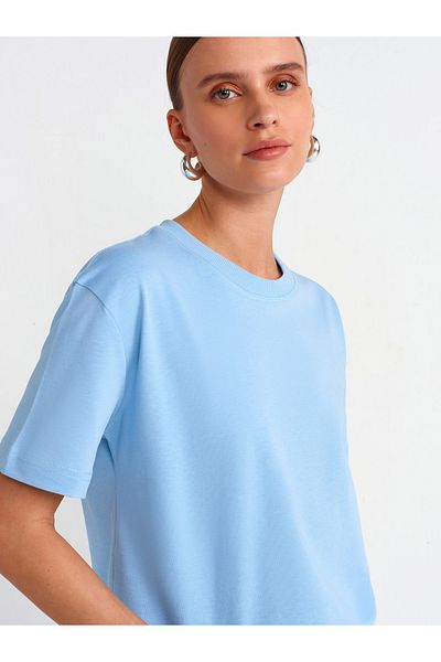 Dilvin 30312 Tricou oversize guler biciclete-albastru