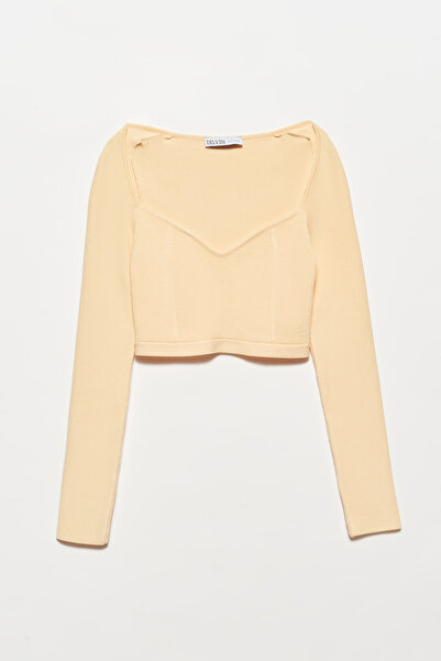 Dilvin 1015 Κοντό πουλόβερ χαμηλής κοπής-κίτρινο