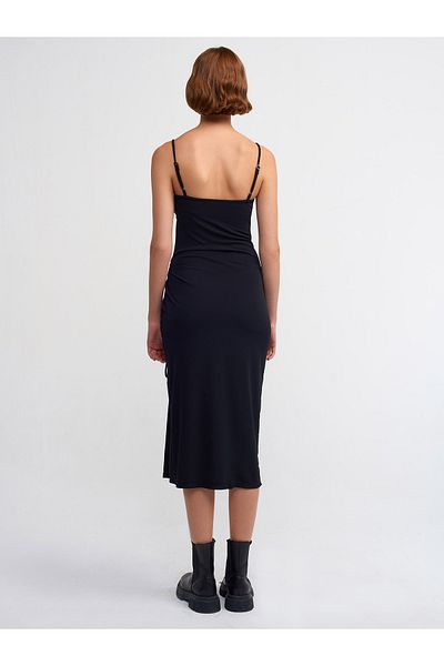 Dilvin 90457 Rochie adunată cu decolteu-neagră