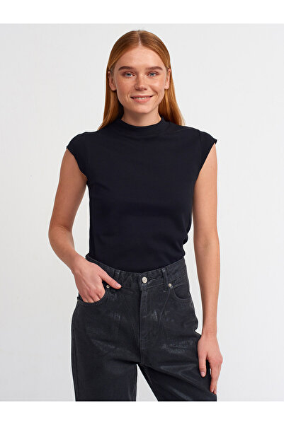 Dilvin 30581 Βαμβακερό μπλουζάκι-Μαύρο