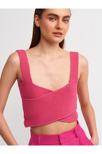 Dilvin 10211 Strappy Knitwear Athlete-fuchsia