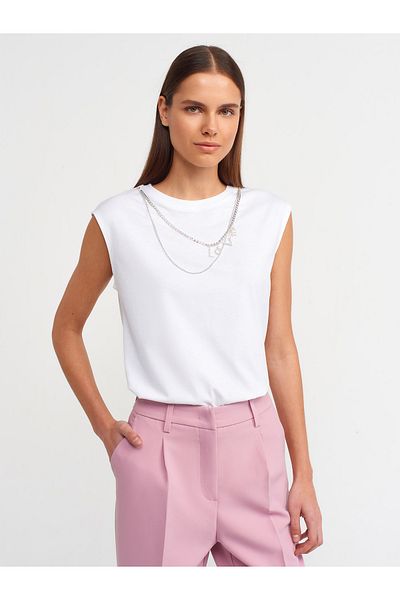 Dilvin 30829 Chain T-shirt-White