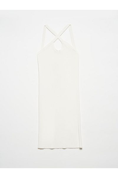 Dilvin 90151 Drop Front Knitwear Dress-ecru