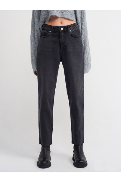 Dilvin 70707 Paçası Dikişsiz Mom Pantolon-siyah
