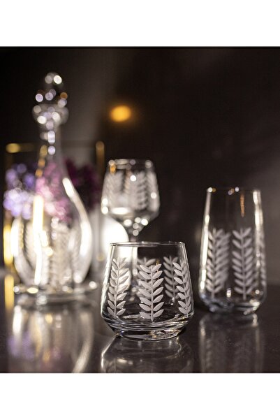 sudeka 61 Parça 12 Kişilik Başak Kristal Kesme Cam Su Bardak Takımı,Meşrubat Bardağı Seti