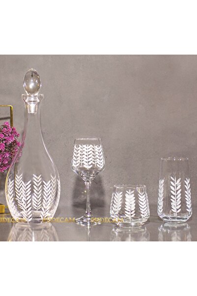 sudeka 37 Parça 12 Kişilik Başak Kristal Kesme Cam Su Bardak Takımı,Meşrubat ...