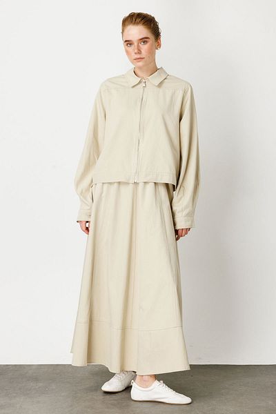 Hooopstore Gabardine Stone Jacket and Skirt Set