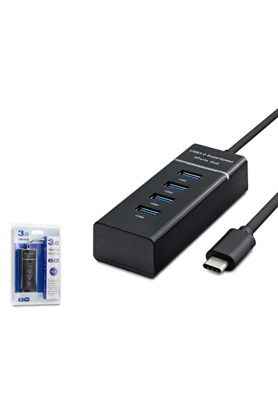 HADRON Hd144 Type-c Hub 4port Usb3.0 Siyah