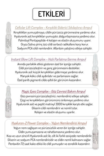 Skin Accents Tanışma Paketi 8 Farklı Cilt Bakım Ampulü Dermaroller Dermapen Serum Yüz Göz Çevresi Ampulleri