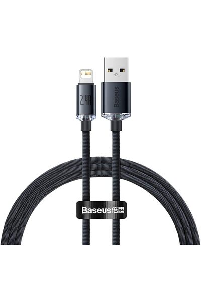 Baseus Crystal Shine Fast Charging 2.4a Lightning Kablo 1.2m-siyah