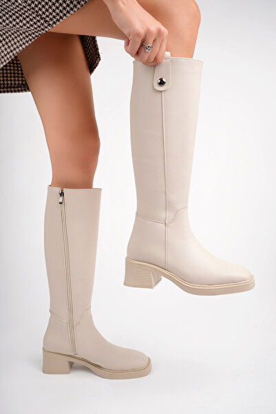 meyra'nın ayakkabıları Γυναικείες μπότες Nude Blunt Toe - με κουμπιά